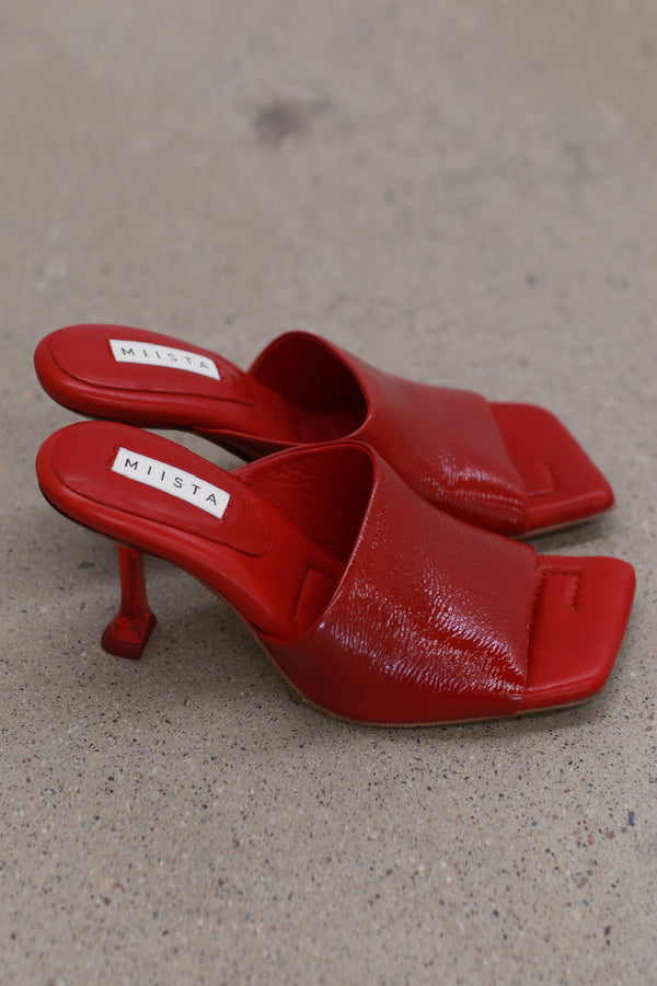 Miista Miri Animal Print/Red Mule Slippers MST-MI_5646-RED